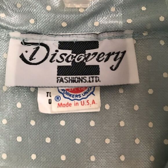 Vintage Discovery seafoam polkadot oversized robe dress 8* - Picture 13 of 16